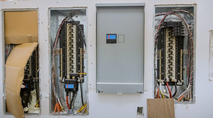 Professional installation of an electrical panel with organized wiring, ensuring safe and efficient power distribution.